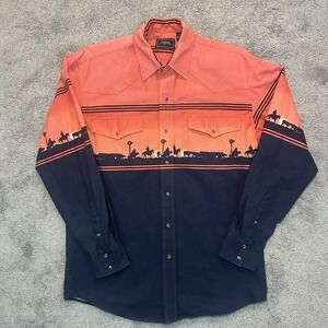 90s Roper Western Pearl Snap Shirt Mens Medium Cowboys Horses Rodeo Cattle